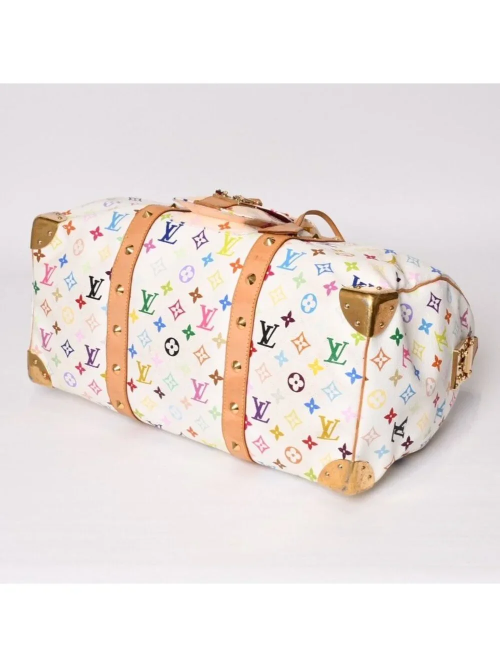 Louis Vuitton Keepall 45 Boston Bag Monogram Multicolor White Takashi Murakami